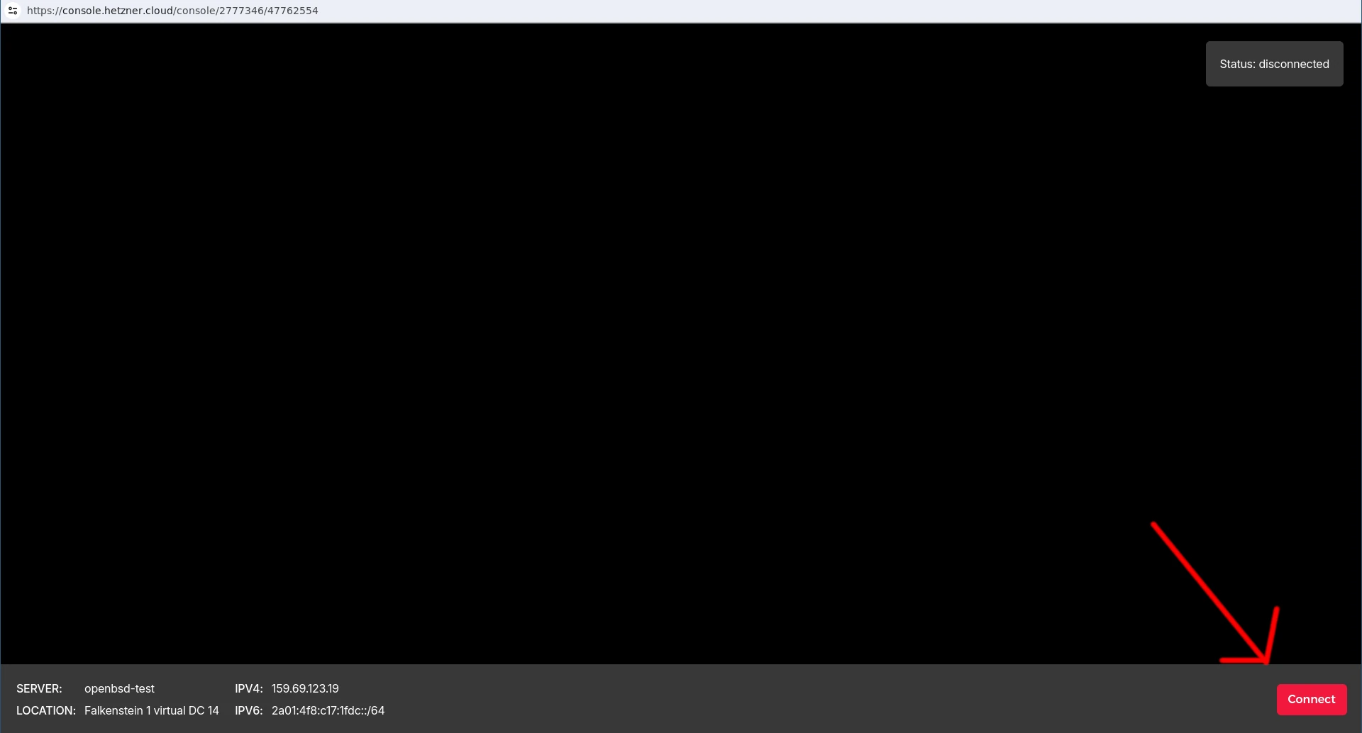 Reconnecting to the Hetzner KVM console on black screen
